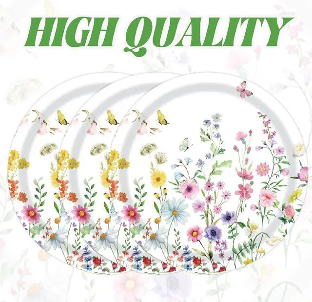 Alt view image 4 of 7 - 50PCS Wildflower Party Paper Plates 7 Inch, Disposable Floral Cake Dessert Plates for Spring Summer Picnic Wedding Baby Shower Birthday Tea Party Decorations (Wildflower)