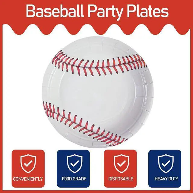 Alt view image 3 of 6 - Baseball Party Paper Plates 7Inch Dessert Plates