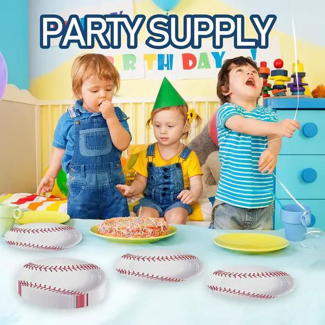 Alt view image 5 of 6 - Baseball Party Paper Plates 7Inch Dessert Plates