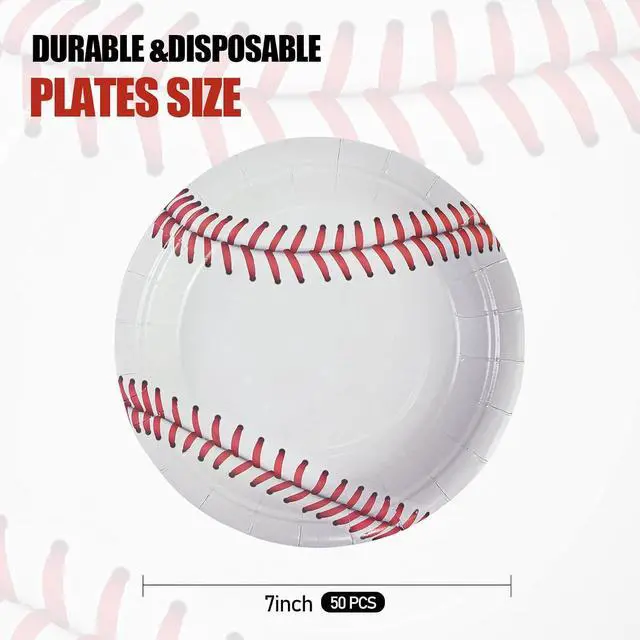 Alt view image 6 of 6 - Baseball Party Paper Plates 7Inch Dessert Plates