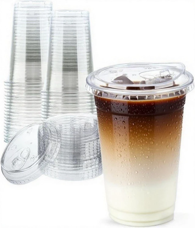 Main image of 25 Sets- 20 oz Clear Plastic Cups with Strawless-Sip-Lids, Disposable Cup Plastic Iced Coffee Cups for Cold Drinks, Smoothies and Juices