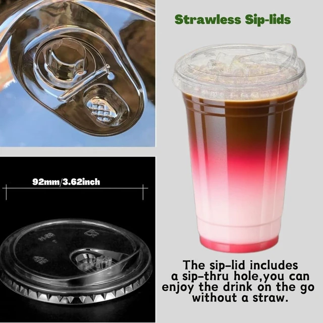 Alt view image 3 of 6 - 25 Sets- 20 oz Clear Plastic Cups with Strawless-Sip-Lids, Disposable Cup Plastic Iced Coffee Cups for Cold Drinks, Smoothies and Juices