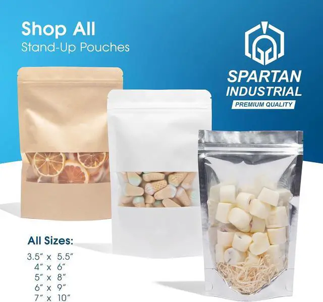 Alt view image 7 of 7 - 4" X 6" White Resealable Stand-Up Pouches - Pack of 100 Small