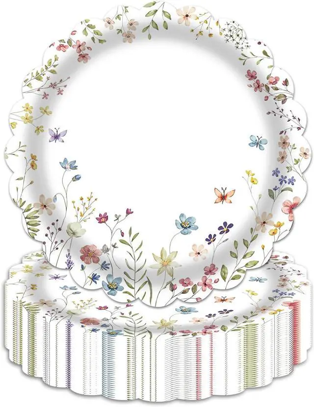 Main image of Wildflower Paper Plates,50-Pack 7 Inch Floral Disposable Plates