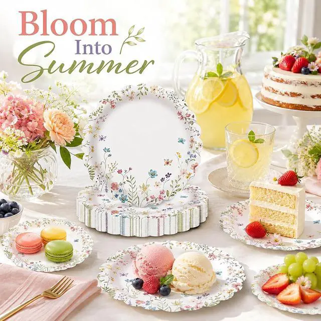 Alt view image 2 of 7 - Wildflower Paper Plates,50-Pack 7 Inch Floral Disposable Plates