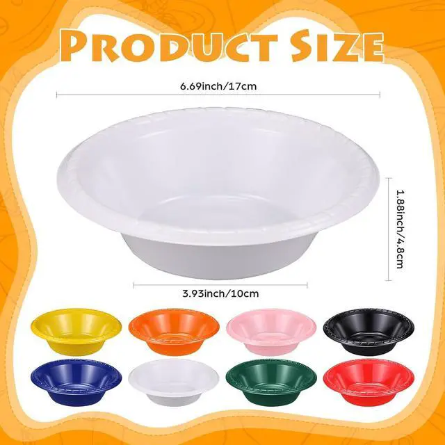 Alt view image 2 of 7 - 24 Pack 16oz White Disposable Plastic Bowls Dessert, Ice Cream, Salad, Soup Serving Cups for Party, Picnic, Food Snacks (White)