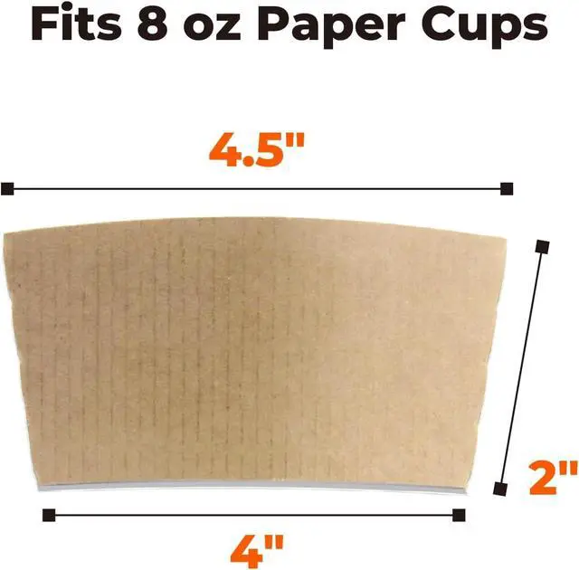 Alt view image 3 of 6 - FMP Brands 100 Pack Coffee Sleeves for 8 oz Coffee Cups, Hot Cup Sleeves Disposable for Hot Drinks, Kraft Coffee Cup Sleeves Bulk, Beverage Insulator and Hand Protection for Hot & Cold Drinks