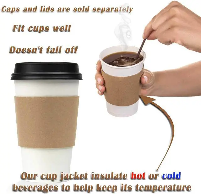 Alt view image 5 of 6 - FMP Brands 100 Pack Coffee Sleeves for 8 oz Coffee Cups, Hot Cup Sleeves Disposable for Hot Drinks, Kraft Coffee Cup Sleeves Bulk, Beverage Insulator and Hand Protection for Hot & Cold Drinks