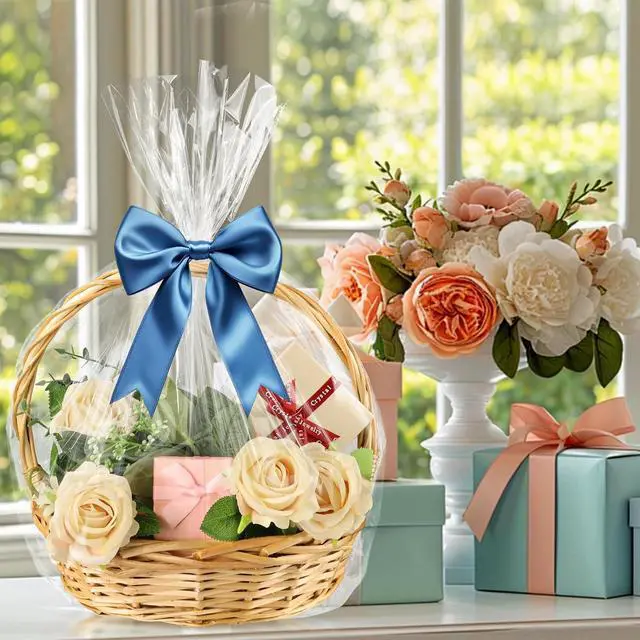 Alt view image 6 of 7 - Clear Basket Bags 50Pack 14"x20" Large Clear Cellophane Bags Cello Bags