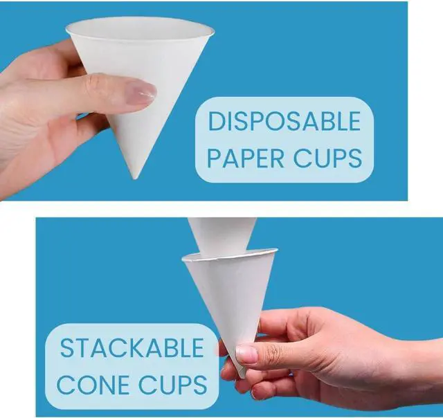 Alt view image 5 of 6 - Disposable White Paper Cone Cups (Pack of 50-4.5 oz) Eco-Friendly, Leak-Proof, Ideal for Events, Water Coolers, Quick Hydration & Efficient Cleanup