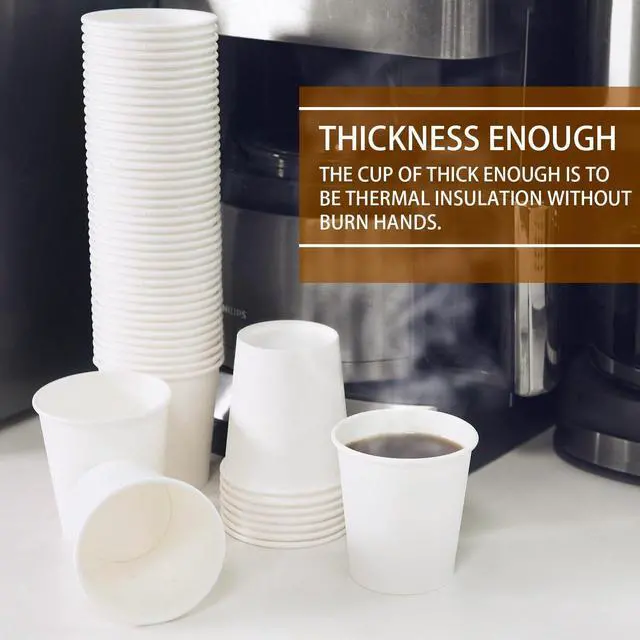 Alt view image 4 of 7 - Vumdua 100 Pcs 6 oz Disposable Paper Cups, Hot Cold Beverage Drinking Cup for Coffee, Water, Tea, Juice, Espresso & Cortado (White)