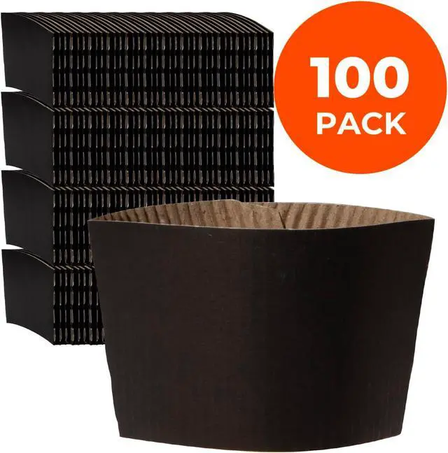 Alt view image 2 of 6 - FMP Brands 100 Pack Black Coffee Sleeves for 16-24 oz Coffee Cups, Disposable Hot Cup Sleeves, Coffee Cup Sleeves for Hot Drinks, Beverage Insulator and Hand Protection for Hot & Cold Drinks
