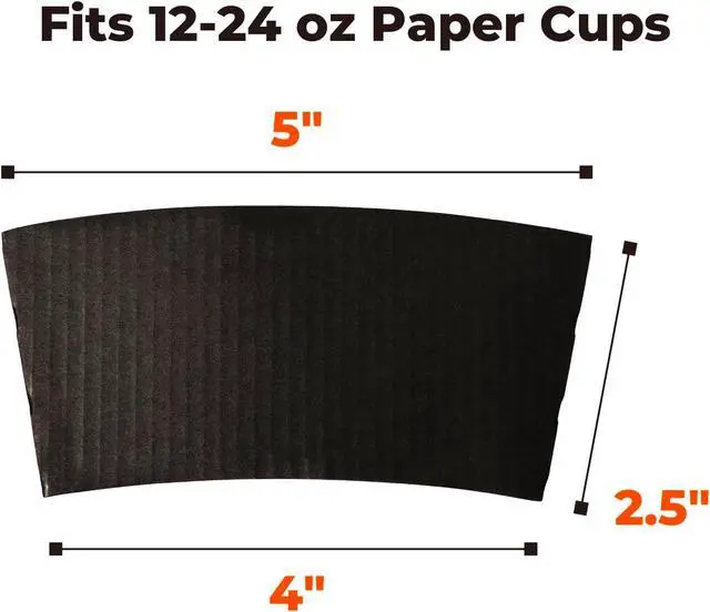 Alt view image 3 of 6 - FMP Brands 100 Pack Black Coffee Sleeves for 16-24 oz Coffee Cups, Disposable Hot Cup Sleeves, Coffee Cup Sleeves for Hot Drinks, Beverage Insulator and Hand Protection for Hot & Cold Drinks