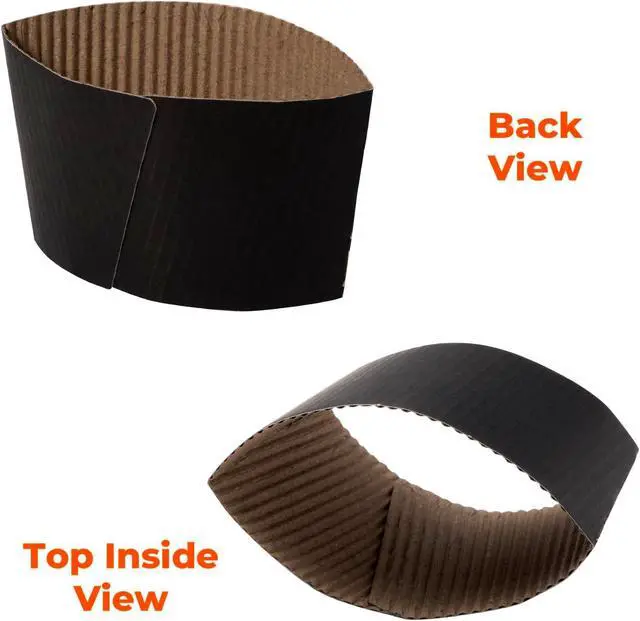 Alt view image 4 of 6 - FMP Brands 100 Pack Black Coffee Sleeves for 16-24 oz Coffee Cups, Disposable Hot Cup Sleeves, Coffee Cup Sleeves for Hot Drinks, Beverage Insulator and Hand Protection for Hot & Cold Drinks