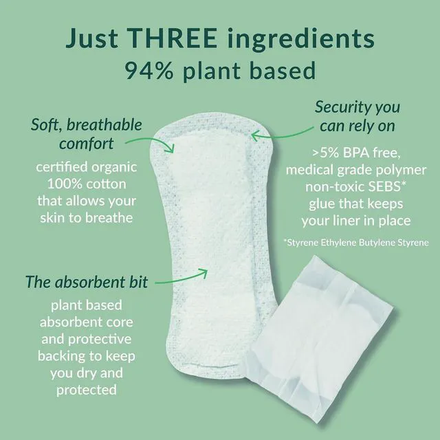 Alt view image 2 of 6 - Natracare Natural Organic Panty Liners, Long, Made with Certified Organic Cotton, Ecologically Certified Cellulose Pulp and Plant Starch (1 Pack, 16 Liners Total)