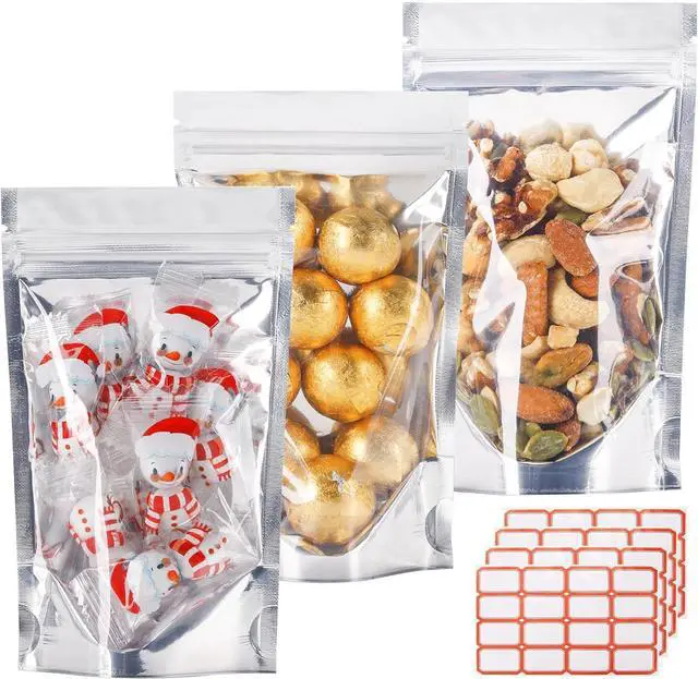 Main image of 100 Pack Silver Mylar Bags with Window, 3x6 in Stand Up Pouches