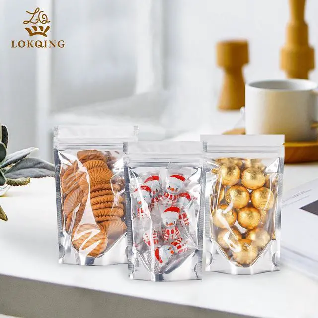 Alt view image 2 of 6 - 100 Pack Silver Mylar Bags with Window, 3x6 in Stand Up Pouches