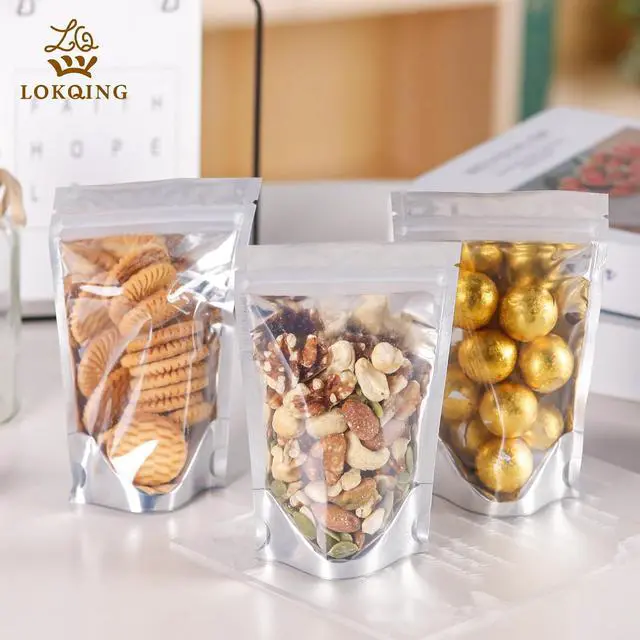 Alt view image 5 of 6 - 100 Pack Silver Mylar Bags with Window, 3x6 in Stand Up Pouches