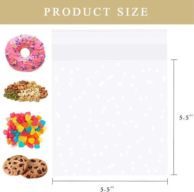 Alt view image 2 of 7 - Morepack 5.5x5.5 Inch Cookie Bags Self Sealing Cellophane Bags 200 Pcs