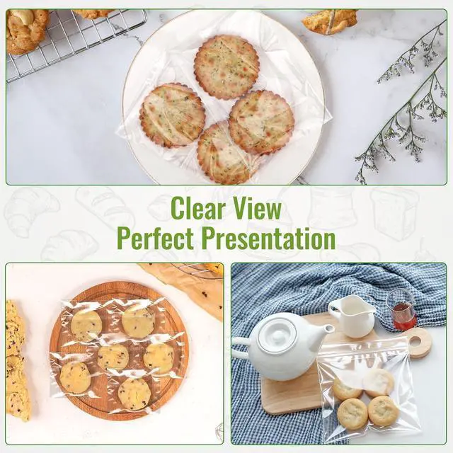 Alt view image 3 of 6 - Cookie Bags 5×7 Inch Clear 200 Pcs, Self Seal Cellophane Bags Food Grade, Resealable Transparent Treat Wrappers for Cookies Candy Snacks Birthday Wedding Party Favors
