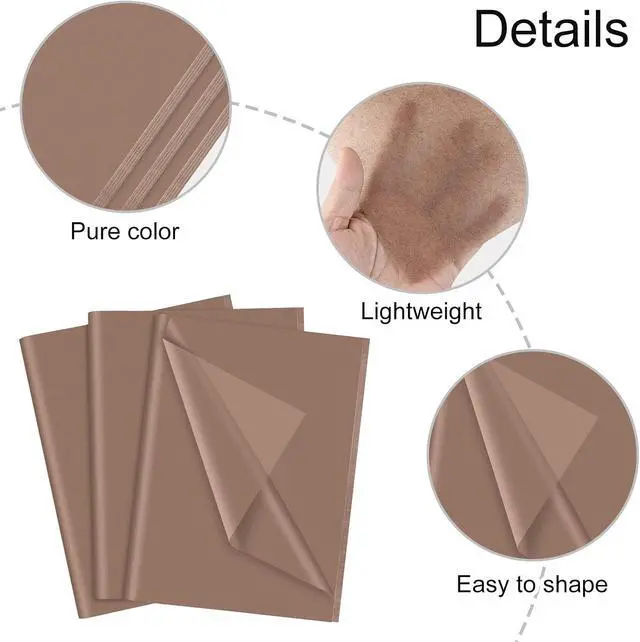 Alt view image 3 of 7 - NEBURORA 60 Sheets Brown Tissue Paper Set Gift Wrap Paper(Brown)