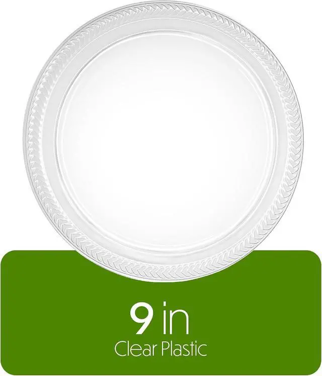 Alt view image 6 of 7 - PLASTICPRO 40 Pack Clear Plastic Plates 9 Inch Durable Disposable Plastic Dinner Plates for Parties Events BBQ