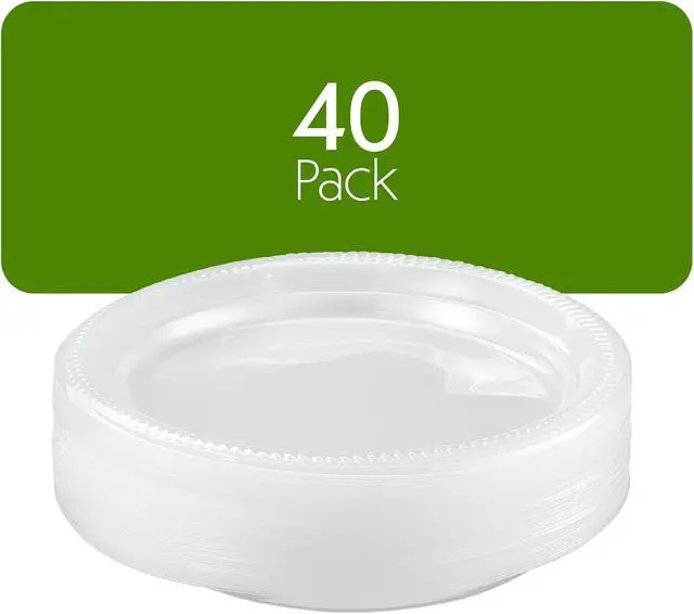 Alt view image 7 of 7 - PLASTICPRO 40 Pack Clear Plastic Plates 9 Inch Durable Disposable Plastic Dinner Plates for Parties Events BBQ