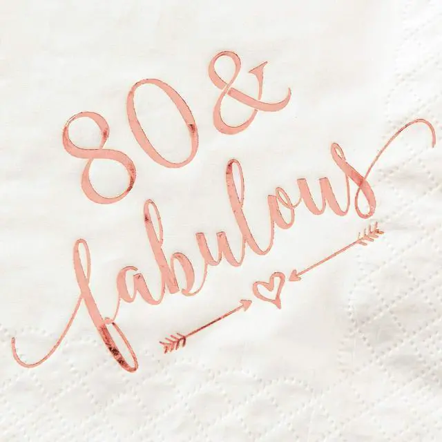 Alt view image 4 of 6 - Crisky 80 and Fabulous Cocktail Napkins Rose Gold for Women 80th Birthday Decorations, 80th Birthday Bevergae Dessert Cake Table Supplies, 50Pcs, 3-Ply
