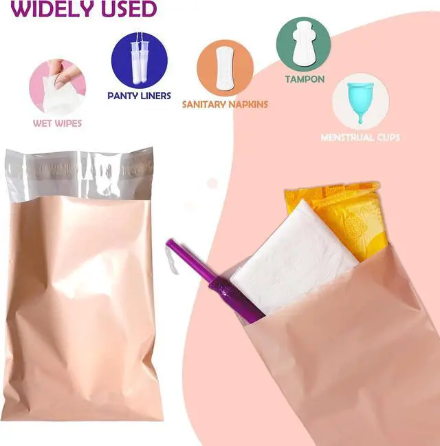 Alt view image 3 of 7 - Sanitary Napkin Disposal Bags, 100 Pcs Disposable Sanitary Bag with Self-sealing Seals for Women, Personal Feminine Hygiene Disposal Bags