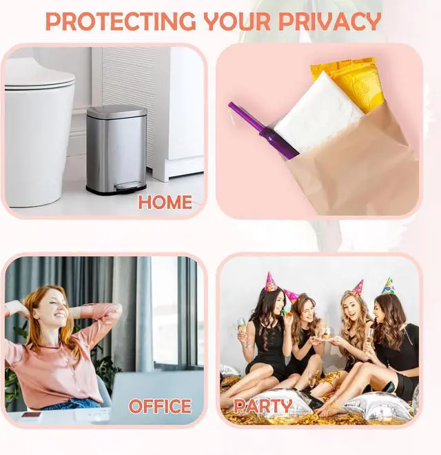 Alt view image 5 of 7 - Sanitary Napkin Disposal Bags, 100 Pcs Disposable Sanitary Bag with Self-sealing Seals for Women, Personal Feminine Hygiene Disposal Bags