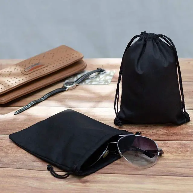 Alt view image 6 of 7 - Black Cotton Drawstring Bags, Reusable Quality with Double String, For Pantry Gifts Stationery - Pack of 6 (Black Cotton Blend, 5 x 7 Inch)