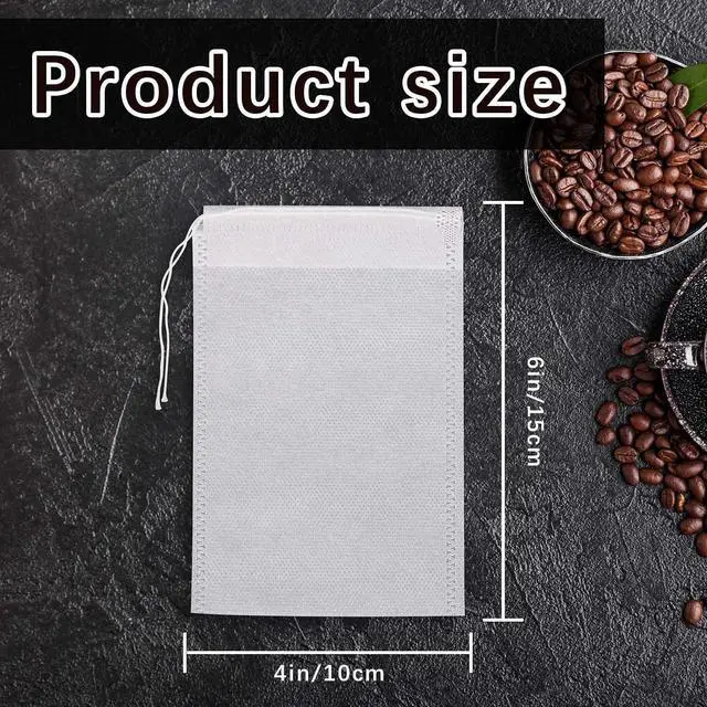 Alt view image 2 of 7 - 150 Pcs Cold Brew Bags 4x6 inch, No Mess Disposable Cold Brew Coffee Filter Pouches with Drawstring Large Empty Tea Bag for Loose Leaf Tea, Iced Coffee, Herbs, Spice, Home brewing, Hot pot