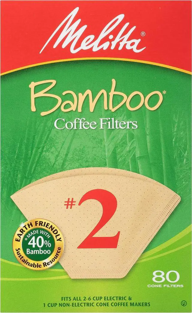 Main image of Melitta #2 Cone Coffee Filters, Bamboo, 80 Count