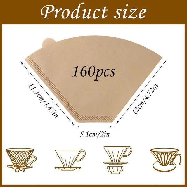 Alt view image 2 of 7 - 160 Count #4 Cone Coffee Filters 8-12 Cup Compatible with Ninja Maker