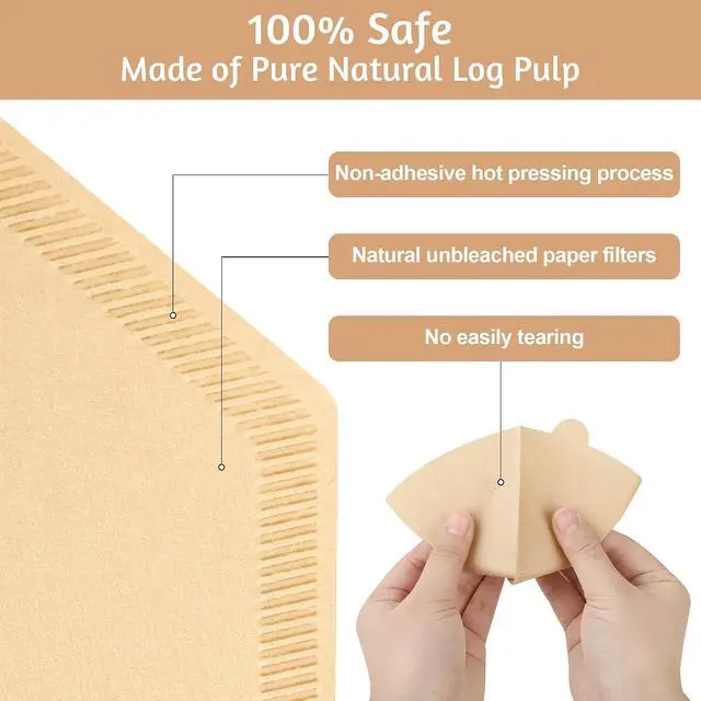 Alt view image 3 of 7 - Coffee Filters #4,100 Count Disposable Coffee Filters 8-12 Cup,No Blowout,Unbleached Natural Coffee Filters 4 Cone Paper for Pour Over Coffer Makers/Coffee Dripper Cones