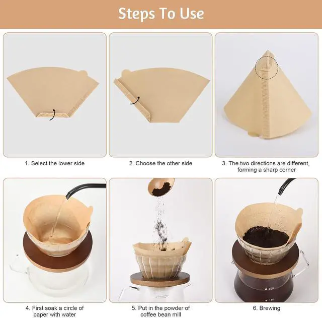 Alt view image 5 of 7 - Coffee Filters #4,100 Count Disposable Coffee Filters 8-12 Cup,No Blowout,Unbleached Natural Coffee Filters 4 Cone Paper for Pour Over Coffer Makers/Coffee Dripper Cones