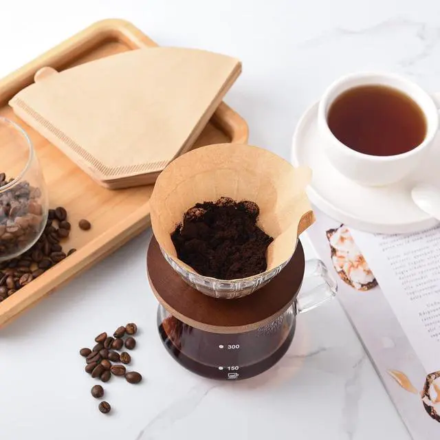 Alt view image 6 of 7 - Coffee Filters #4,100 Count Disposable Coffee Filters 8-12 Cup,No Blowout,Unbleached Natural Coffee Filters 4 Cone Paper for Pour Over Coffer Makers/Coffee Dripper Cones
