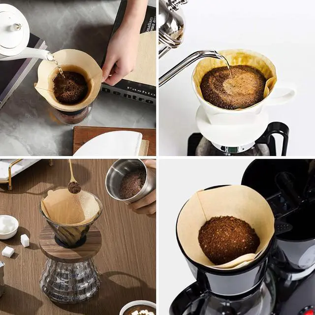Alt view image 7 of 7 - Coffee Filters #4,100 Count Disposable Coffee Filters 8-12 Cup,No Blowout,Unbleached Natural Coffee Filters 4 Cone Paper for Pour Over Coffer Makers/Coffee Dripper Cones