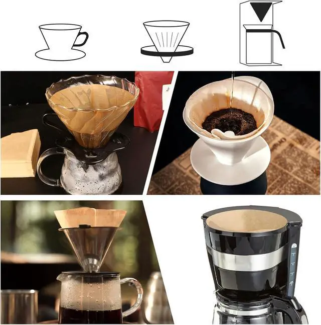 Alt view image 4 of 7 - Coffee Filters, Cone Coffee Filters Size 02, 1-4 Cups, 200 Count, 2 Cone Filter for Pour Over and Drip Coffee Maker, Natural Brown Unbleached