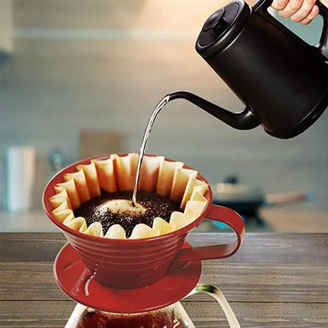 Alt view image 6 of 7 - 1-4 Cup Basket Coffee Filters,Natural Brown Biodegradable Basket Filters Paper Unbleached for Home Office Use,coffee filter flowers, 50 Count