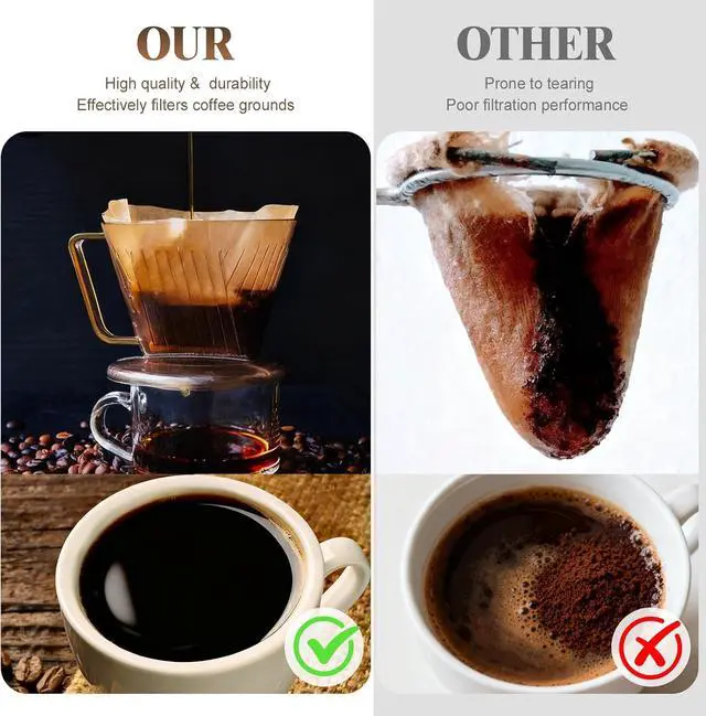 Alt view image 6 of 7 - 250 Count Coffee Filters #2, Premiun Unbleached Natural No Blowout, 2-4 Cup