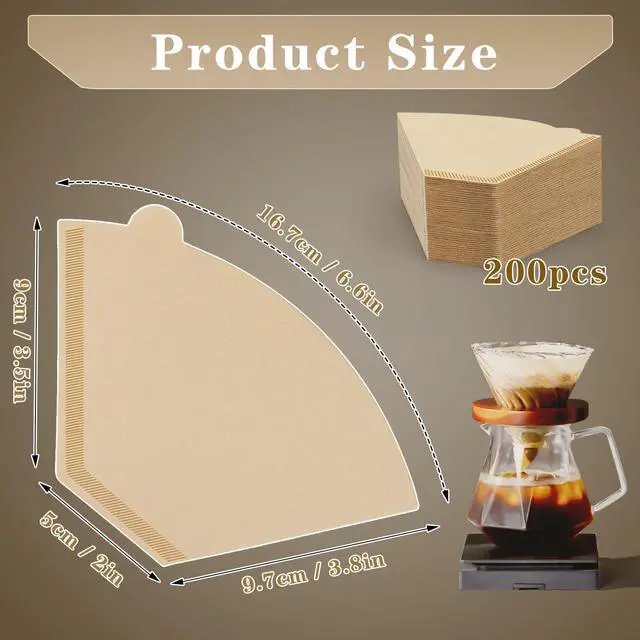 Alt view image 2 of 7 - #2 Cone Coffee Filters,200 Count Premium Coffee Filter,2-6 Cup,Disposable Coffee Filters for Drip Coffee Makers and Pour Over (200, Brown)