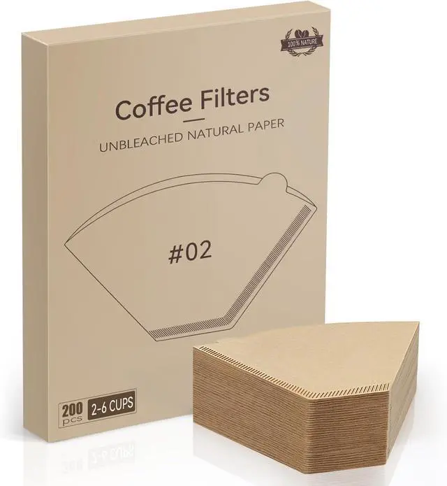 Main image of #2 Cone Coffee Filters,200 Count Premium Coffee Filter,2-6 Cup,Disposable Coffee Filters for Drip Coffee Makers and Pour Over (200, Brown)