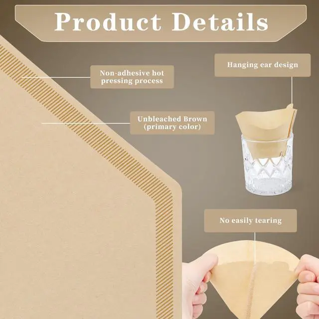 Alt view image 4 of 7 - #2 Cone Coffee Filters,200 Count Premium Coffee Filter,2-6 Cup,Disposable Coffee Filters for Drip Coffee Makers and Pour Over (200, Brown)