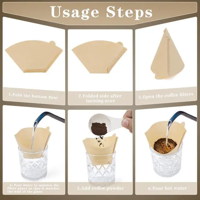 Alt view image 5 of 7 - #2 Cone Coffee Filters,200 Count Premium Coffee Filter,2-6 Cup,Disposable Coffee Filters for Drip Coffee Makers and Pour Over (200, Brown)