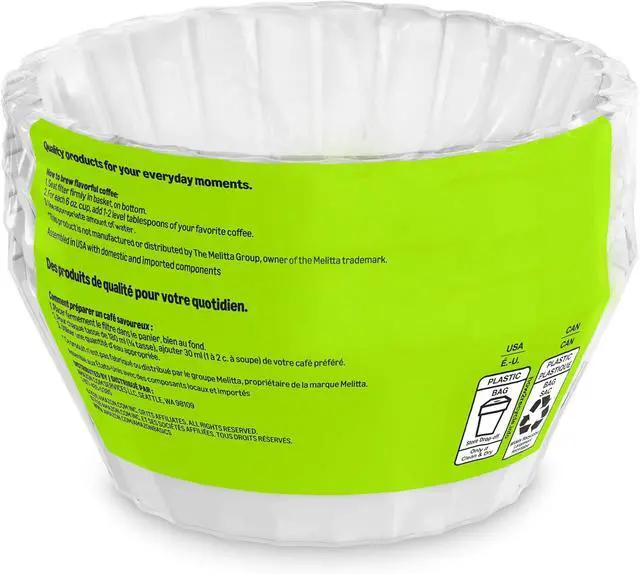 Alt view image 5 of 5 - Amazon Basics Basket Coffee Filters for 8-12 Cup Coffee Makers, White, 200 Count, Packaging May Vary
