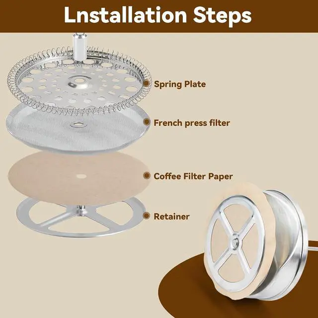 Alt view image 3 of 5 - 100 Pcs Paper Filters for Ziruma French Press 34 Oz, Pre-punched Holes