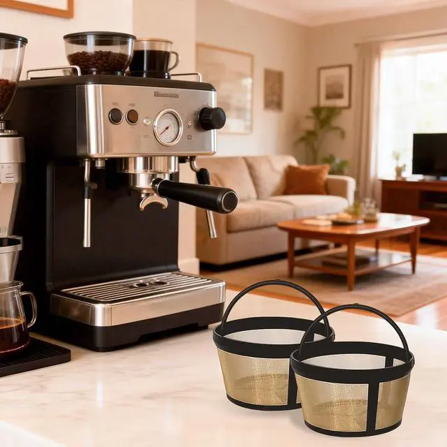 Alt view image 2 of 7 - 2-PACK Reusable 4 Cup Basket Coffee Filter,Replaces Disposable Paper Coffee Filters for Standard 4 Cup Basket Coffeemakers