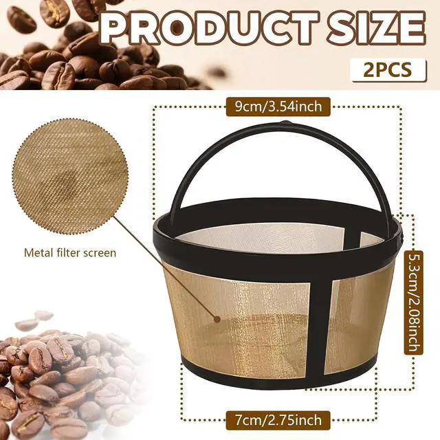 Alt view image 3 of 7 - 2-PACK Reusable 4 Cup Basket Coffee Filter,Replaces Disposable Paper Coffee Filters for Standard 4 Cup Basket Coffeemakers