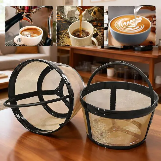 Alt view image 5 of 7 - 2-PACK Reusable 4 Cup Basket Coffee Filter,Replaces Disposable Paper Coffee Filters for Standard 4 Cup Basket Coffeemakers